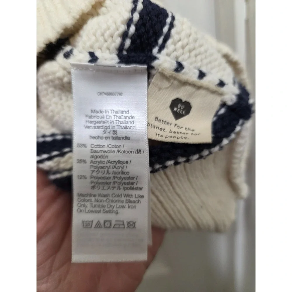 Madewell Women's Cotha‎ core Striped Knit Sweater Collar L Cotton/Acrylic Blend